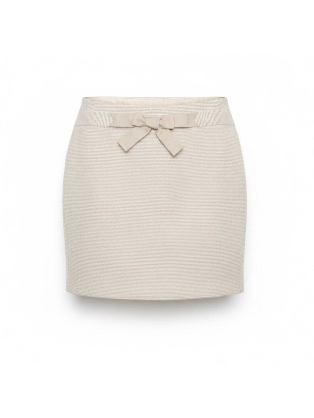 Ann Taylor Loft Womens Beige Bow Pencil Skirt Textured Stripe Fully Lined Sz 12